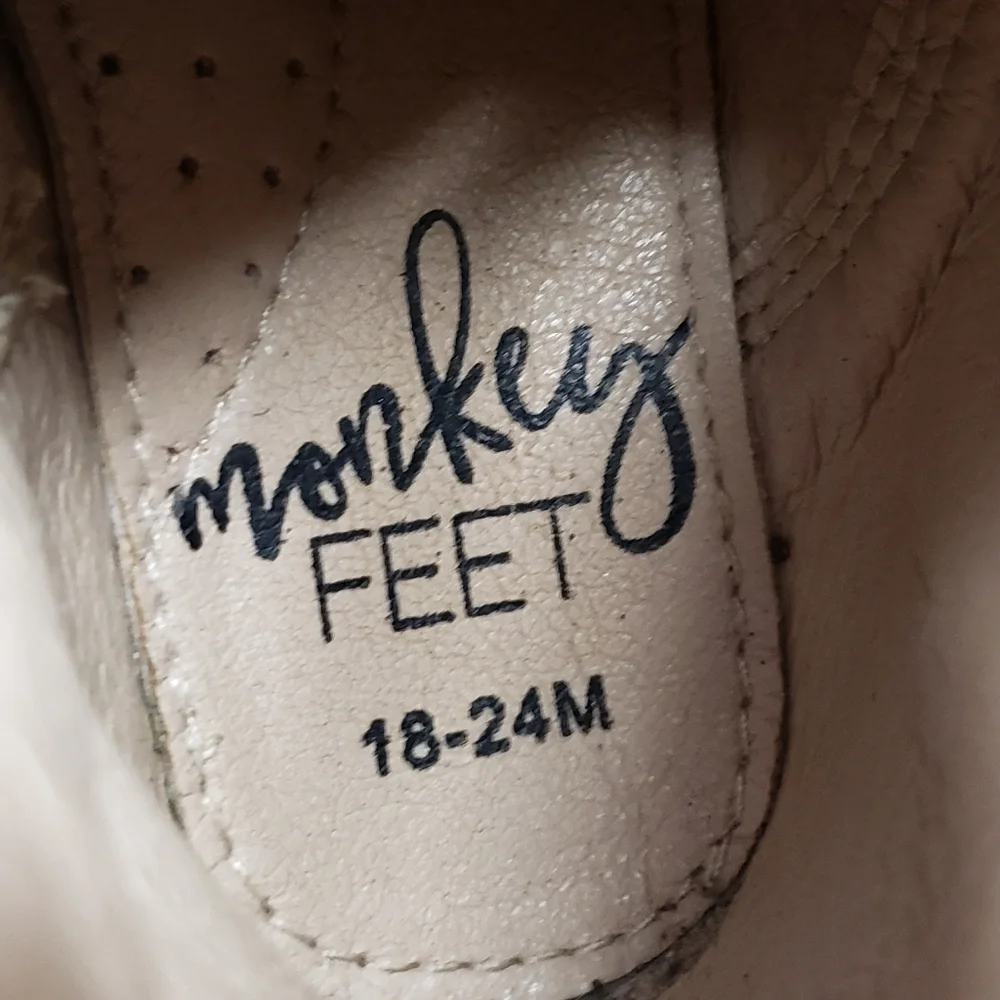 Monkey Feet Girls White Leather Boots Lace Up Side Zipper Size 18-24 Months